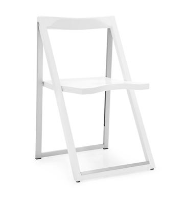 CONNUBIA set 2 sedie pieghevoli SKIP CB/207 (Bianco opaco - Alluminio  Satinato/Legno Massello) 