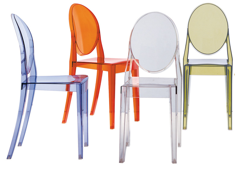 KARTELL set da 2 sedie VICTORIA GHOST (Nero lucido - Policarbonato 2.0 da  materia prima rinnovabile) 