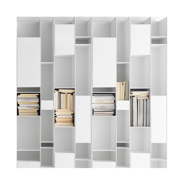 Mdf Italia Wall Bookcase With Compartments Random Box White