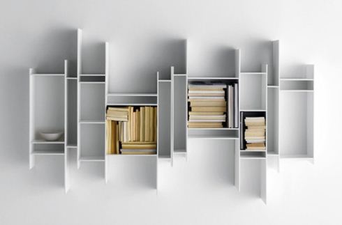 MDF ITALIA libreria da parete RANDOMITO (Bianco - Fibra di legno