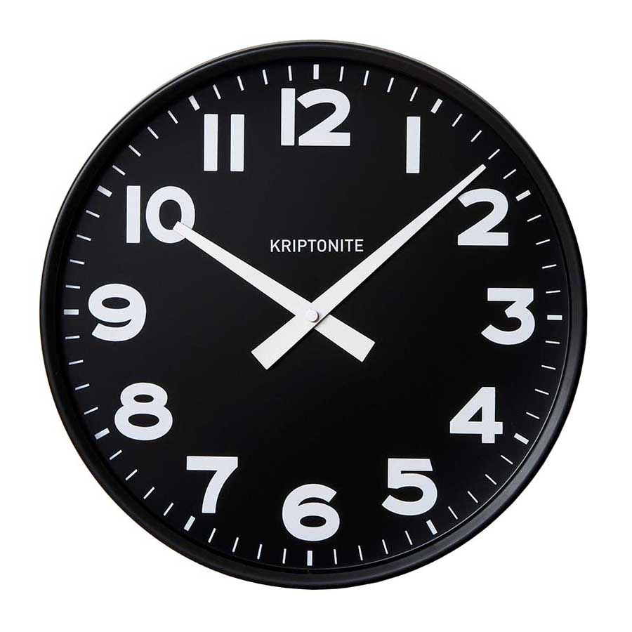 KRIPTONITE orologio da parete CLASSICO NERO (Ø 42 cm nero - Alluminio  anodizzato e vetro) 