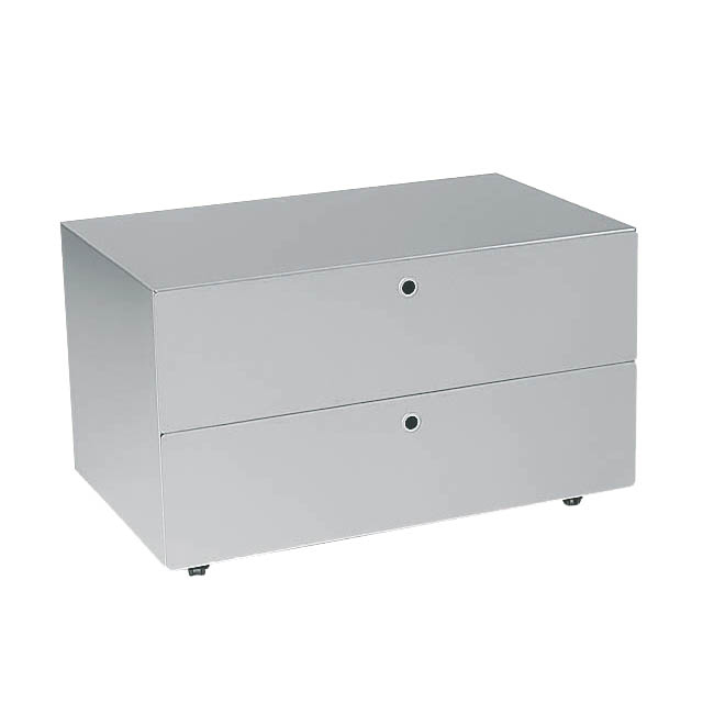 KRIPTONITE contenitore cassettiera su ruote a 2 cassetti L 75,5 cm  (Alluminio anodizzato - Alluminio e legno) 