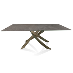 BONTEMPI CASA table with aged brass frame ARTISTICO 52.45 200x100 cm