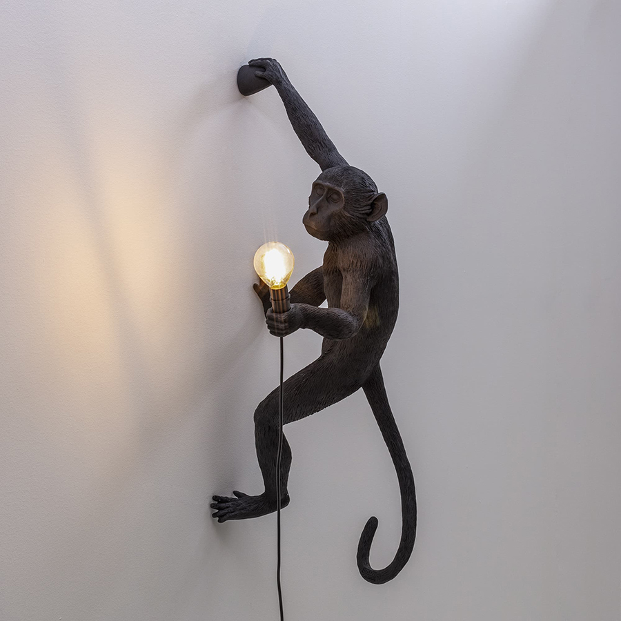 SELETTI lampada da parete MONKEY LAMP a LED BLACK EDITION (Nero