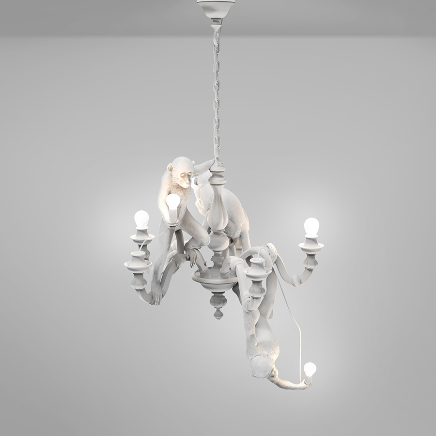 SELETTI lampada a sospensione MONKEY CHANDELIER WHITE 