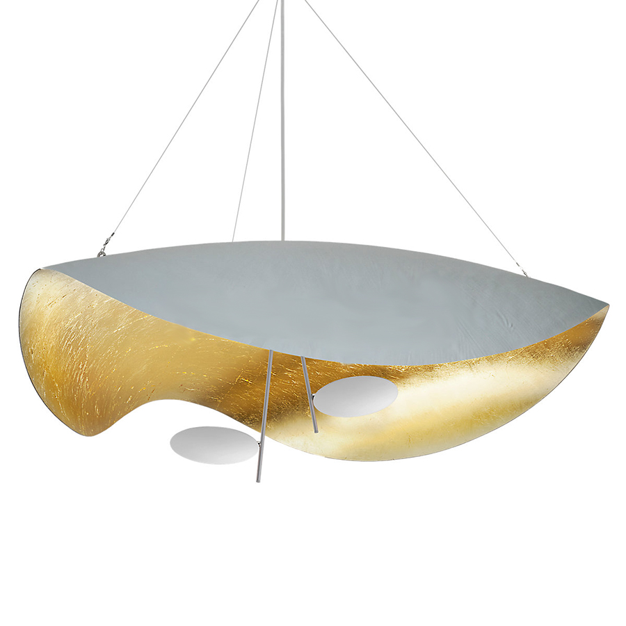 Catellani Smith Suspension Lamp Lederam Manta S2 White And Gold
