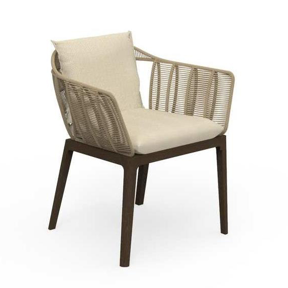 TALENTI sedia con braccioli da esterni CRUISE TEAK Collezione Icon (Beige -  Tessuto Twill, smoke Teak) 