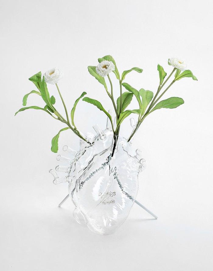 SELETTI vaso a forma di cuore LOVE IN BLOOM GLASS (Trasparente