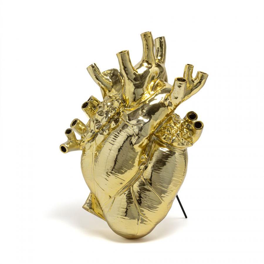 SELETTI vaso a forma di cuore LOVE IN BLOOM GIANT GOLD (Gold