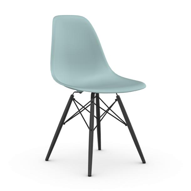 VITRA chair with black base Eames Plastic Side Chair DSW NEW DIMENSIONS Ice grey Polypropylene and black marple MyAreaDesign