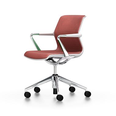 VITRA sedia da ufficio basamento con 5 razze su ruote UNIX CHAIR DIAMOND  MESH (Mattone struttura Soft Grey - Alluminio lucido e tessuto) 