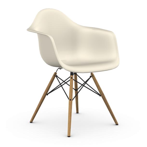 VITRA sedia poltroncina con basamento miele Eames Plastic Armchair DAW  NUOVE DIMENSIONI (Ciottolo - Polipropilene e frassino miele) 