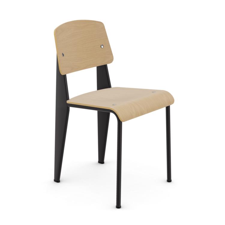 VITRA chair STANDARD (Natural oak, intense black base - Veneered wood and  painted steel)