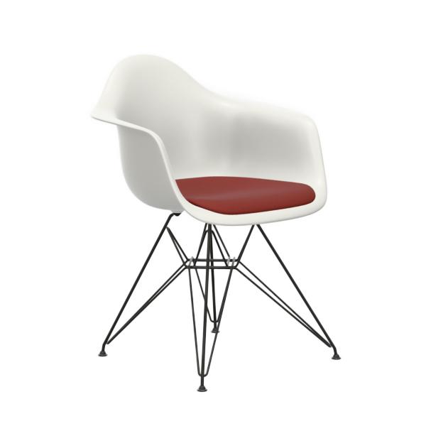 VITRA Eames Plastic Armchair with cushion and black base DAR NEW DIMENSIONS