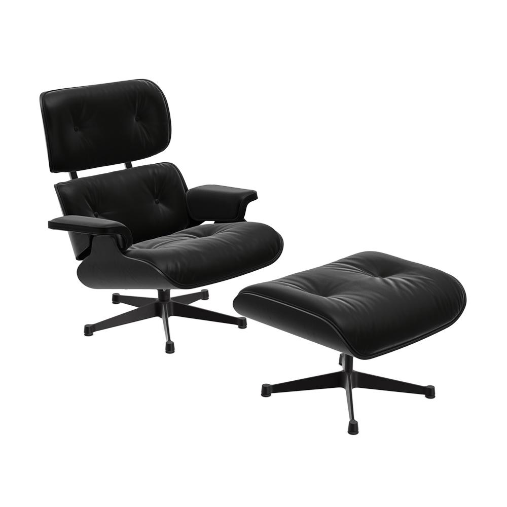 VITRA poltrona base e pelle nere EAMES LOUNGE CHAIR & OTTOMAN nuove dimensioni