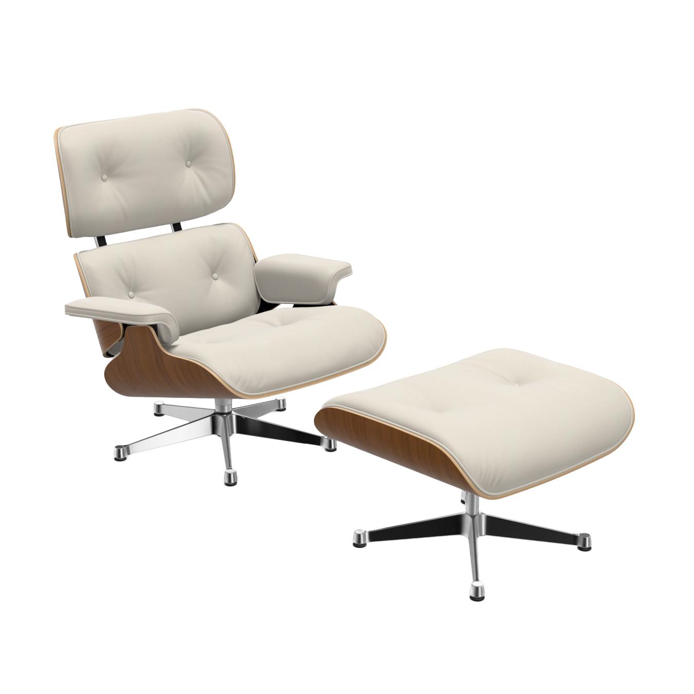 VITRA poltrona pelle bianca EAMES LOUNGE CHAIR & OTTOMAN nuove dimensioni