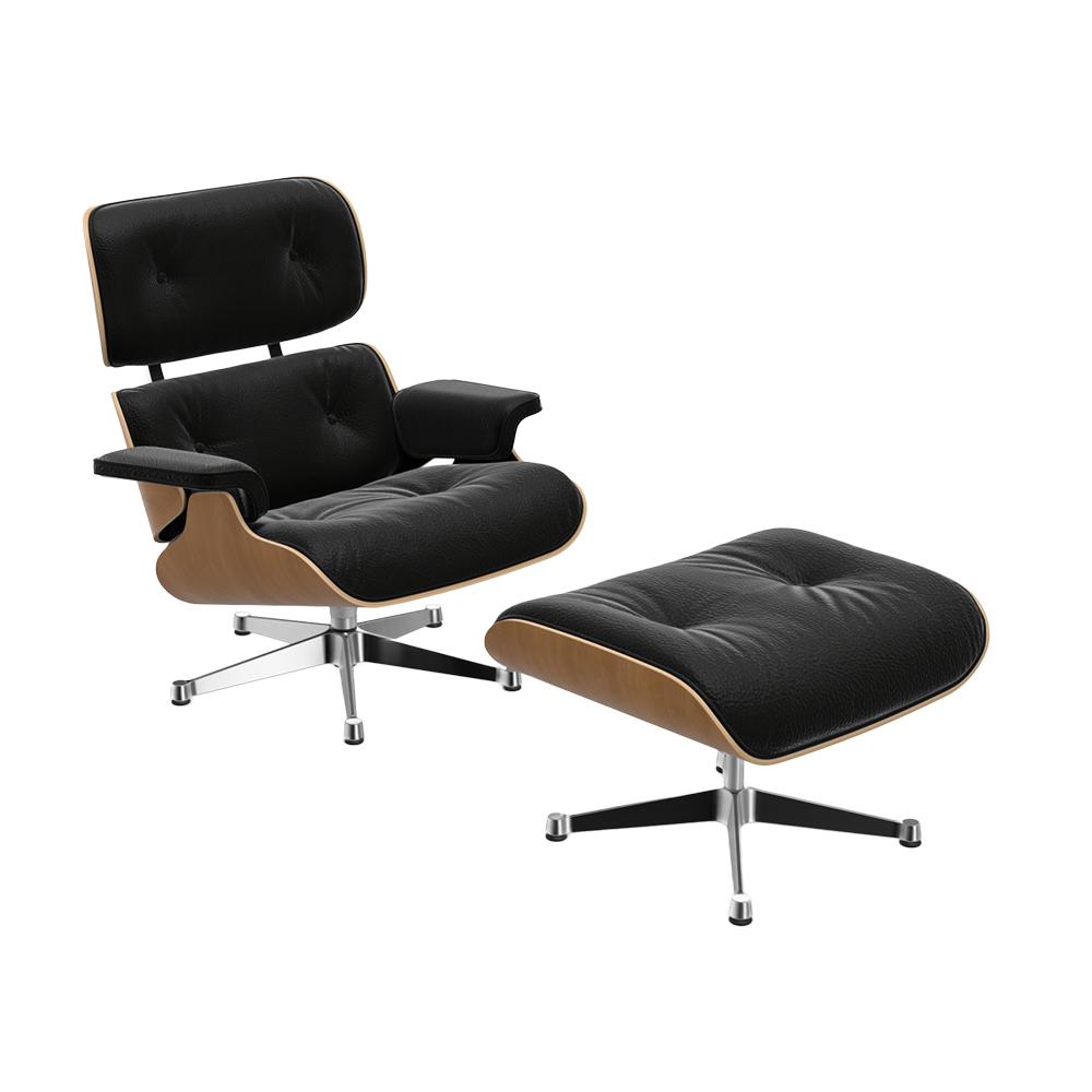 VITRA poltrona pelle nera EAMES LOUNGE CHAIR & OTTOMAN dimensioni classiche