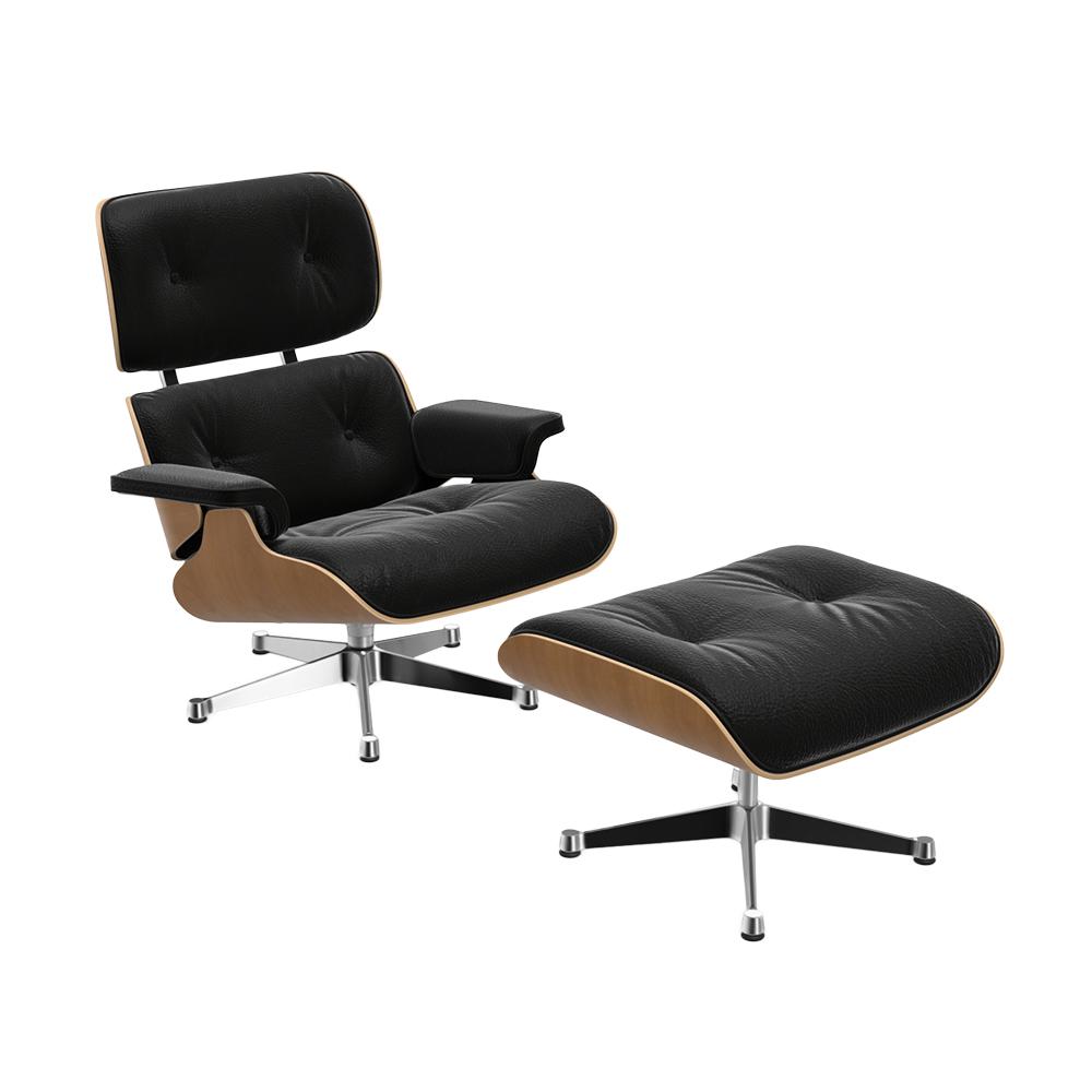 VITRA poltrona pelle nera EAMES LOUNGE CHAIR & OTTOMAN nuove dimensioni