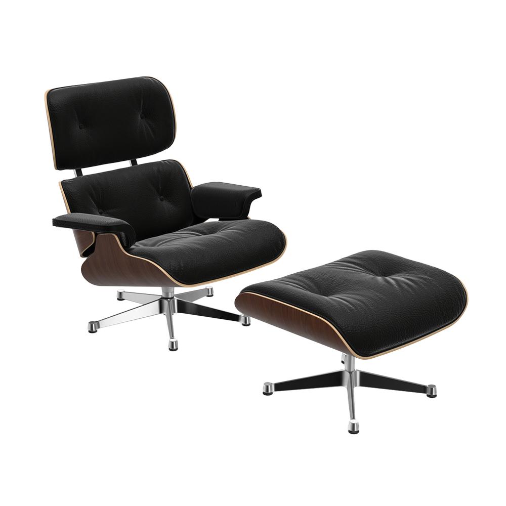 VITRA armchair black leather EAMES LOUNGE CHAIR & OTTOMAN new dimensions