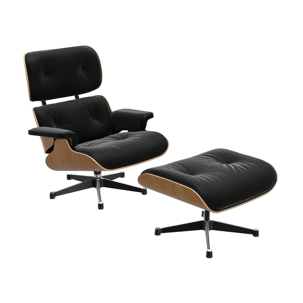 VITRA poltrona pelle nera EAMES LOUNGE CHAIR & OTTOMAN nuove dimensioni