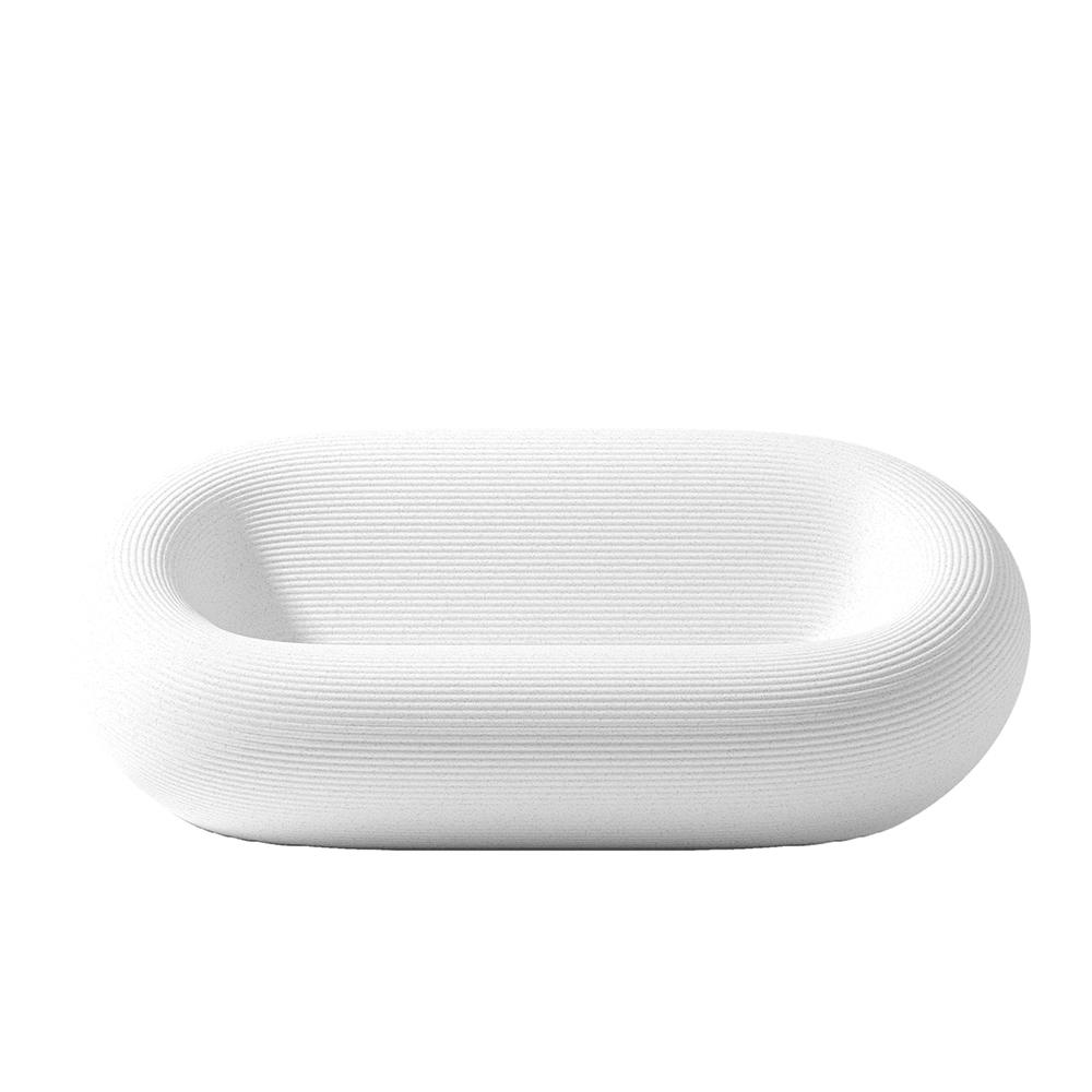 QEEBOO set divano + 2 poltrone + tavolino NAMI White, mix materiale riciclato