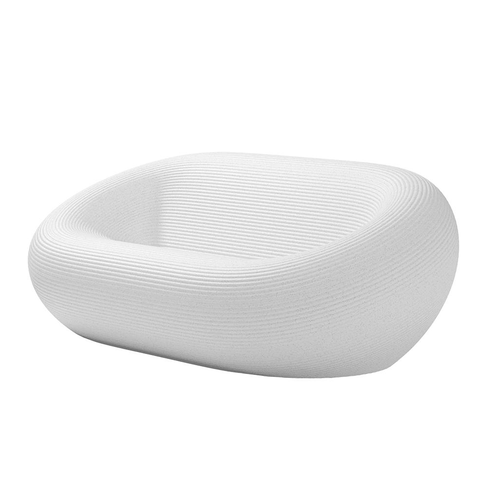 QEEBOO set divano + 2 poltrone + tavolino NAMI White, mix materiale riciclato