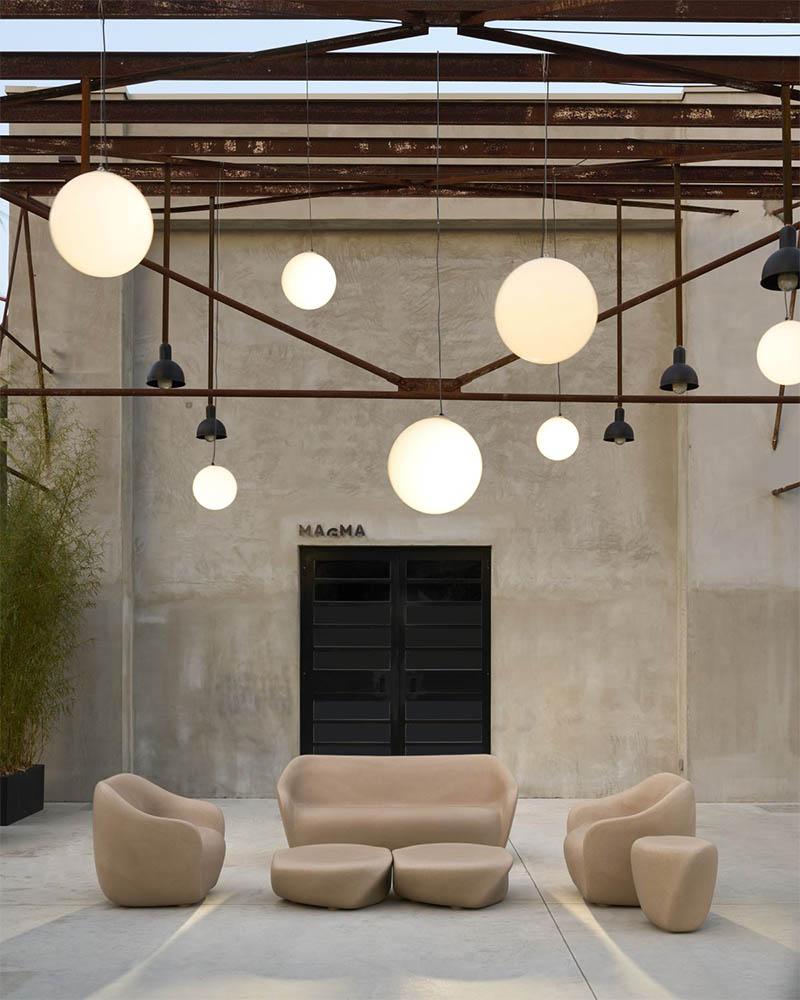 SLIDE set REBORN canapé + 2 fauteuils + table basse H 30 cm IRIS VIOLET