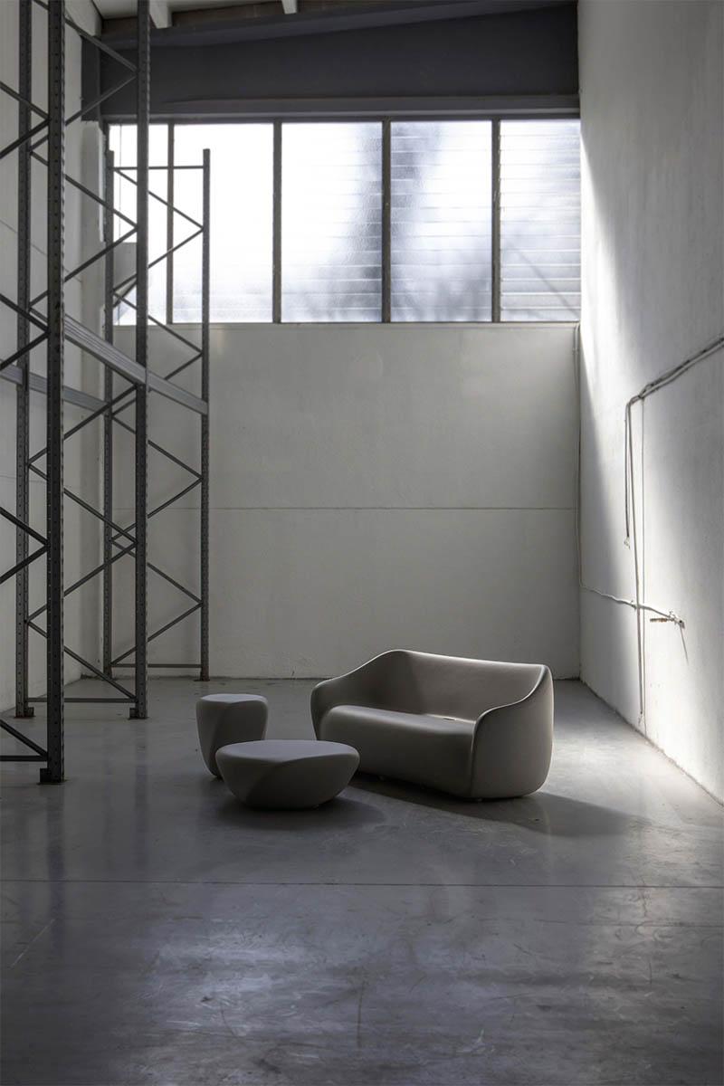 SLIDE set REBORN canapé + 2 fauteuils + table basse H 30 cm IRIS VIOLET