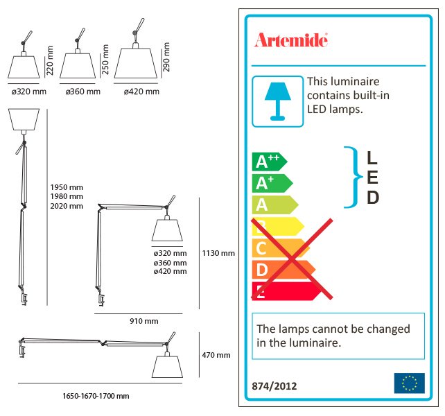 ARTEMIDE TOLOMEO MEGA LED TABLE