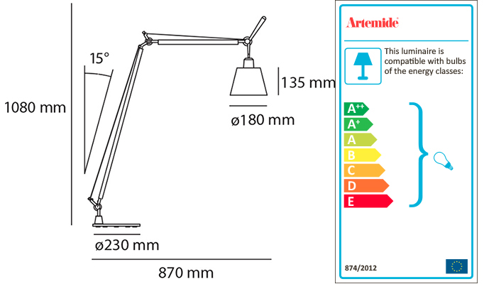 ARTEMIDE TOLOMEO BASCULANTE READING FLOOR