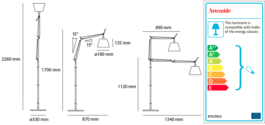 ARTEMIDE TOLOMEO BASCULANTE FLOOR