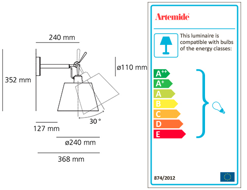 ARTEMIDE TOLOMEO DIFFUSORE 24 WALL