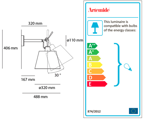 ARTEMIDE TOLOMEO DIFFUSORE 32 WALL