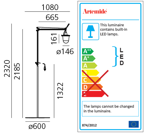 ARTEMIDE TOLOMEO LAMPIONE OUTDOOR FLOOR