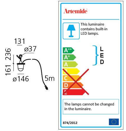 ARTEMIDE TOLOMEO LAMPIONE OUTDOOR FLOOR