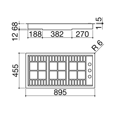 piano cottura 1PLB2T misure