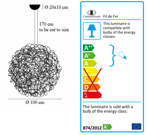 Fil de Fer Suspension 12V LED par Catellani & Smith