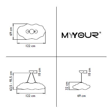 Suspension nuage design Nefos, MyYour transparent Taille M