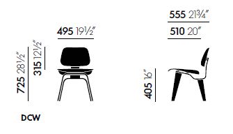 vitra plywood dcw sizes