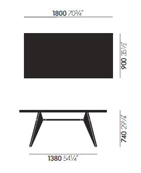 vitra em table sizes