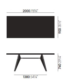 vitra em table sizes