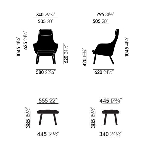 Vitra Hal lounge chair misure