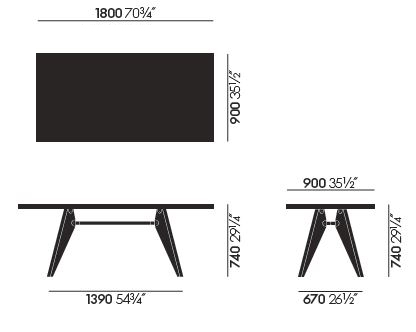 vitra table solvay sizes