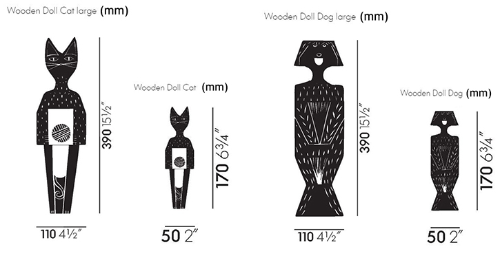 Vitra Wooden Dolls Cat & Dog